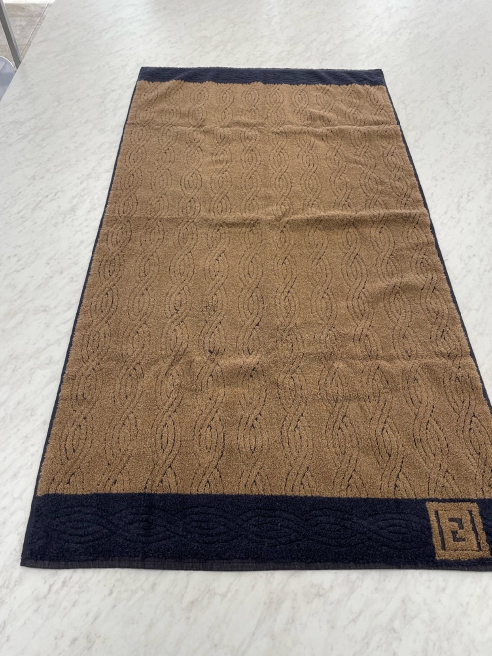 4 Vintage Fendi Black and Tan Bath Towels 27” X 50”